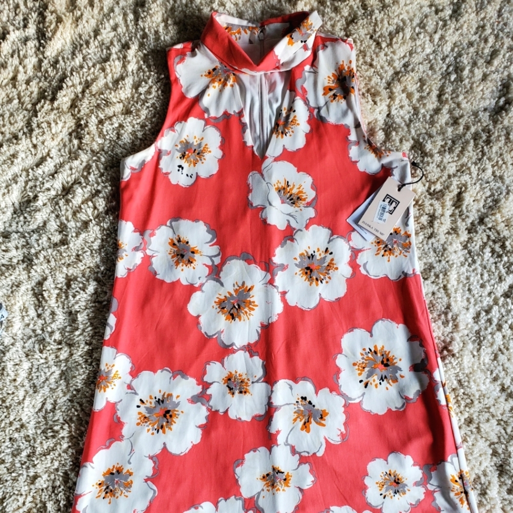 High Neck Sleeveless Mini Dress Floral M NWT Ivanka